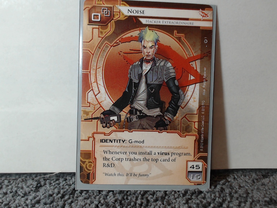 A frame from the webcam showing the NOISE netrunner identity card. A frame from the webcam showing the NOISE netrunner identity card.