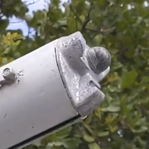 A photo of the base of the mast. A photo of the base of the mast.